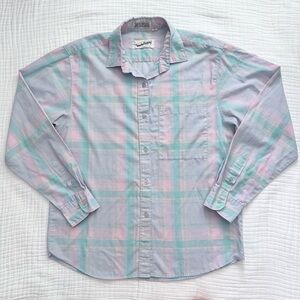 Diane Von Furstenberg (vintage?) pastel plaid long sleeve button up size 10